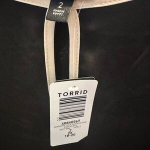 Torrid Black Blouse with Cream Trim